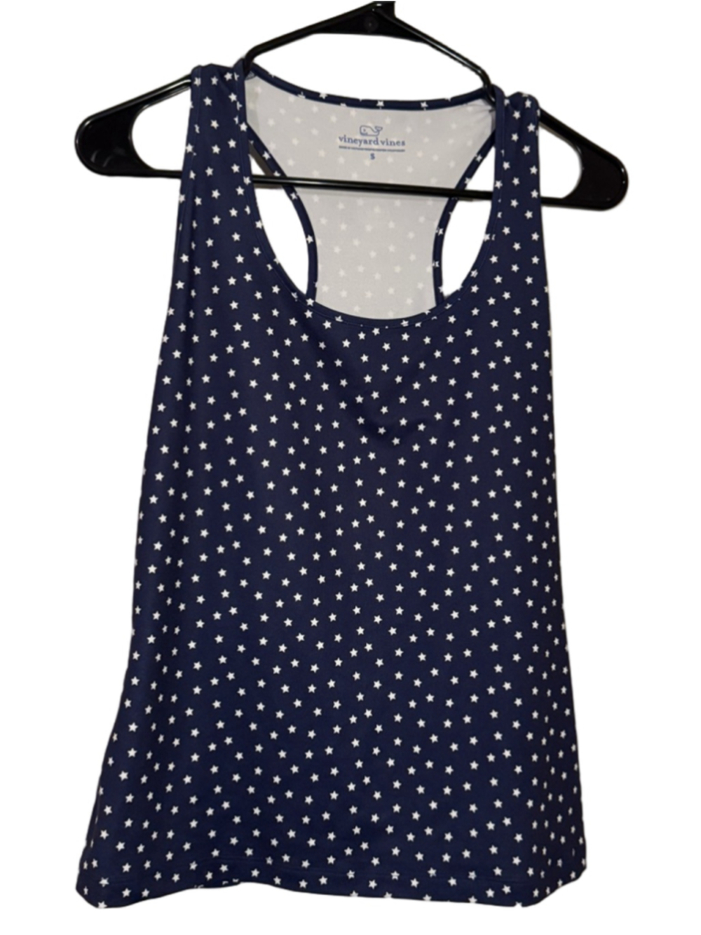 Women's Vineyard Vines Navy White Star ⭐️ Print Racerback Tank Top Small